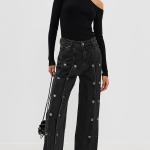 ROTATE Button Detail Wide Jeans Button Detail Wide Jeans