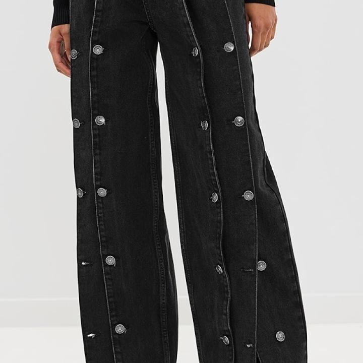 ROTATE Button Detail Wide Jeans Button Detail Wide Jeans