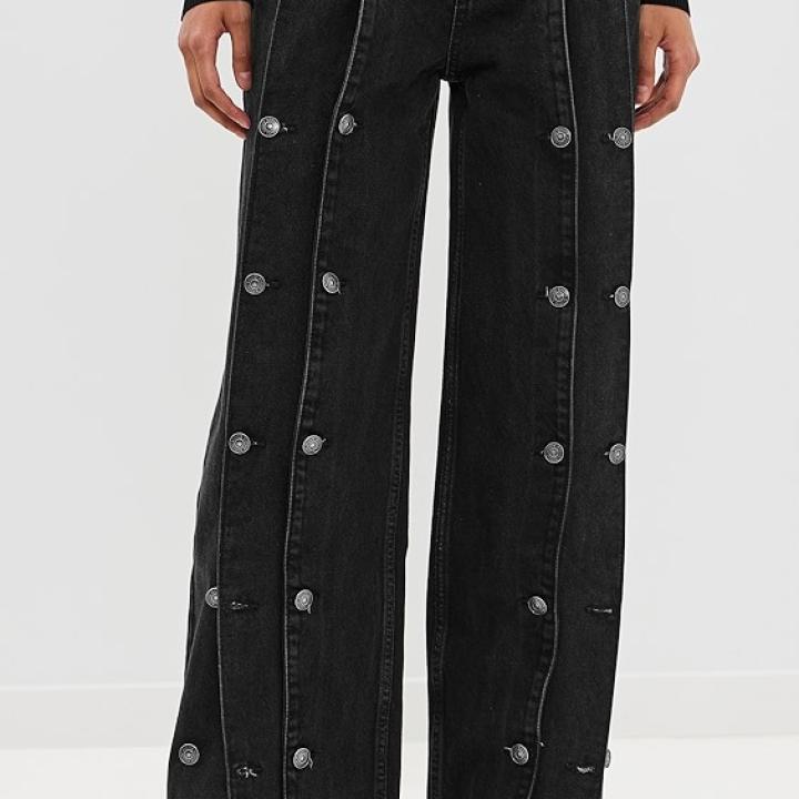 ROTATE Button Detail Wide Jeans Button Detail Wide Jeans
